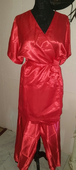 Moon Dance Red Pajama Robe Pant Set - Picture 1 of 8
